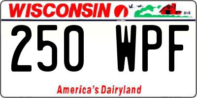 WI license plate 250WPF