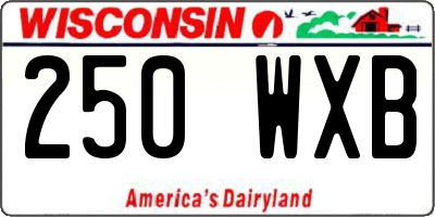 WI license plate 250WXB