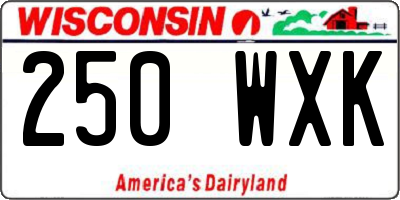 WI license plate 250WXK