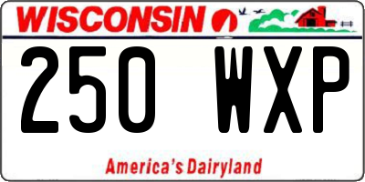 WI license plate 250WXP