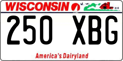 WI license plate 250XBG