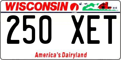 WI license plate 250XET