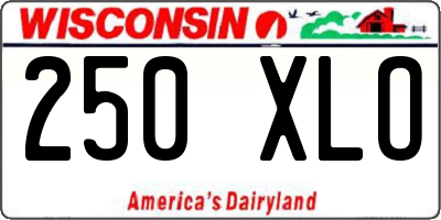 WI license plate 250XLO
