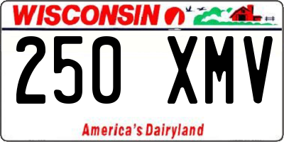 WI license plate 250XMV