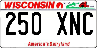 WI license plate 250XNC