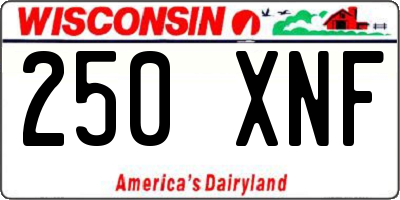 WI license plate 250XNF