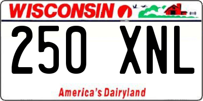 WI license plate 250XNL