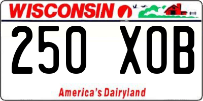 WI license plate 250XOB