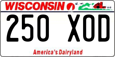 WI license plate 250XOD