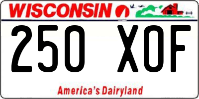 WI license plate 250XOF