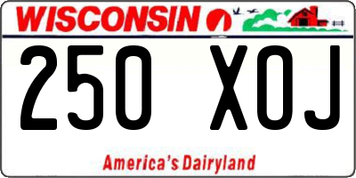 WI license plate 250XOJ