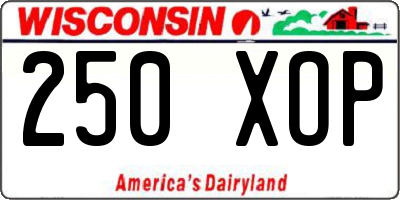 WI license plate 250XOP