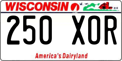 WI license plate 250XOR