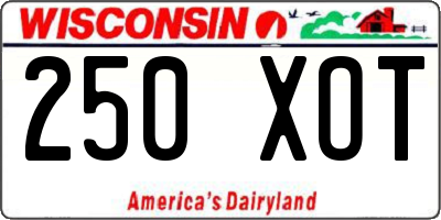 WI license plate 250XOT
