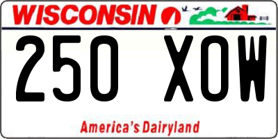 WI license plate 250XOW