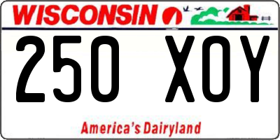 WI license plate 250XOY