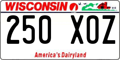 WI license plate 250XOZ