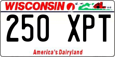 WI license plate 250XPT