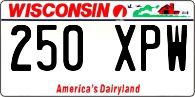 WI license plate 250XPW