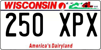 WI license plate 250XPX