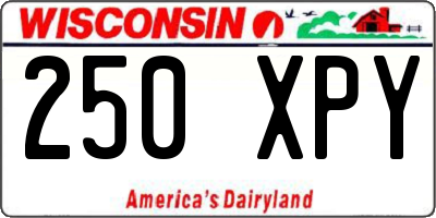 WI license plate 250XPY