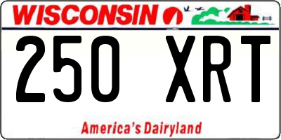 WI license plate 250XRT