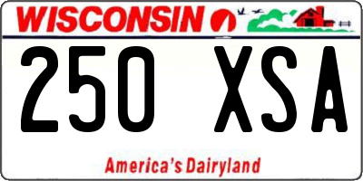 WI license plate 250XSA