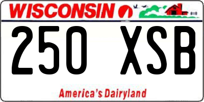 WI license plate 250XSB