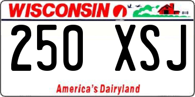 WI license plate 250XSJ