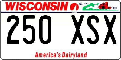 WI license plate 250XSX