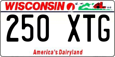 WI license plate 250XTG