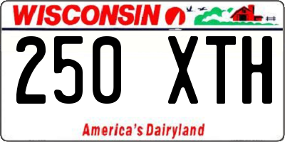 WI license plate 250XTH