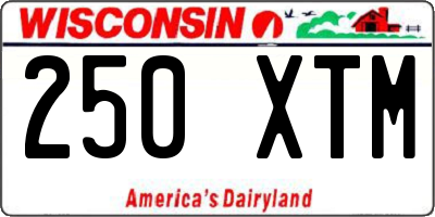 WI license plate 250XTM