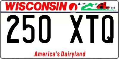 WI license plate 250XTQ