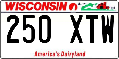 WI license plate 250XTW