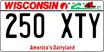 WI license plate 250XTY