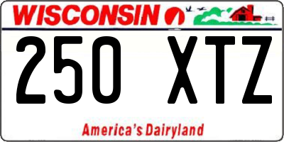 WI license plate 250XTZ