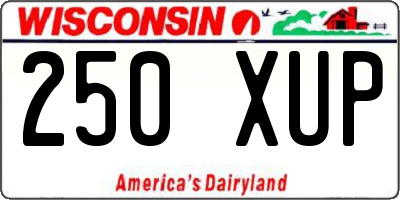 WI license plate 250XUP
