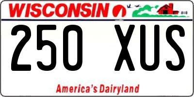 WI license plate 250XUS