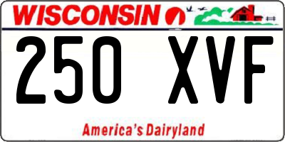 WI license plate 250XVF