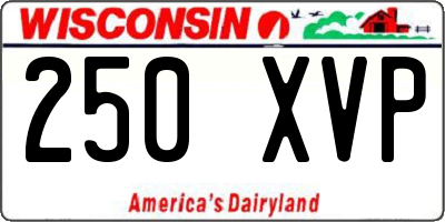 WI license plate 250XVP