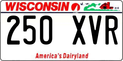 WI license plate 250XVR