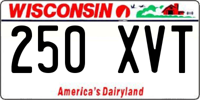 WI license plate 250XVT