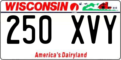 WI license plate 250XVY