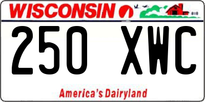 WI license plate 250XWC