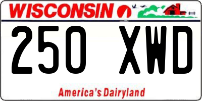 WI license plate 250XWD