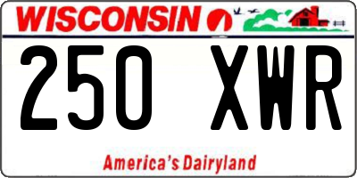 WI license plate 250XWR