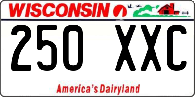 WI license plate 250XXC