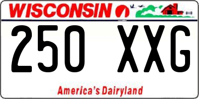 WI license plate 250XXG