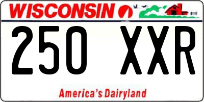 WI license plate 250XXR